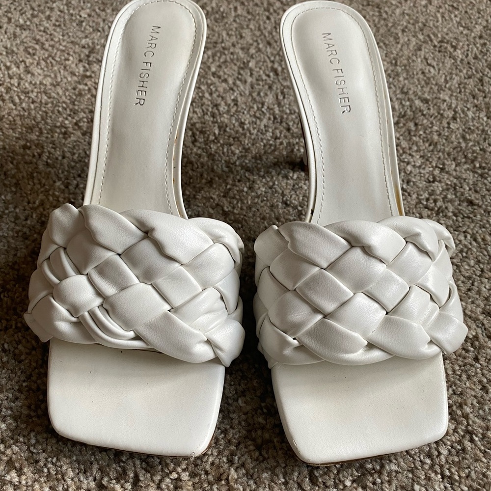 Marc Fisher Women's Cream Braided Mules